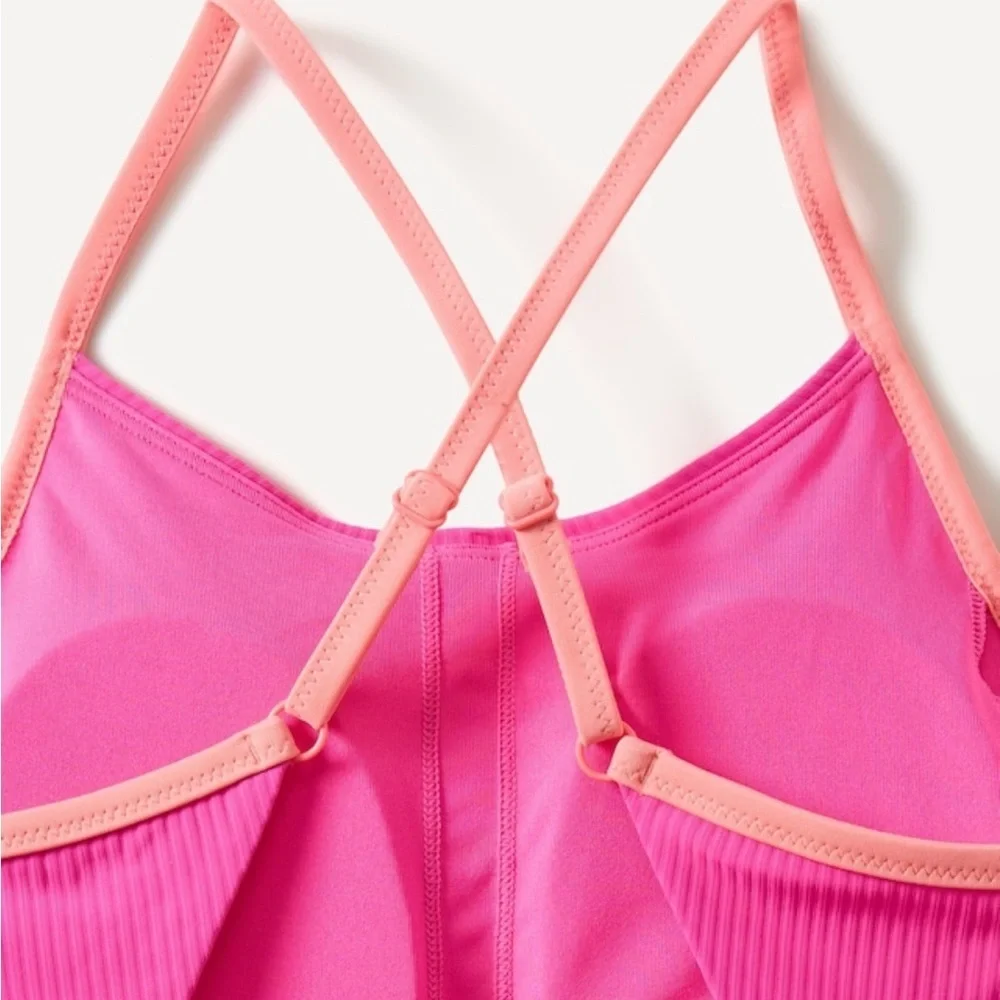NWT Athleta Girl Adjustable One Piece Pop Pink Swimsuit size S/7